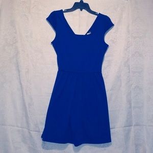 Deb Skater Dress with Cut Out Back with Bow -Blue